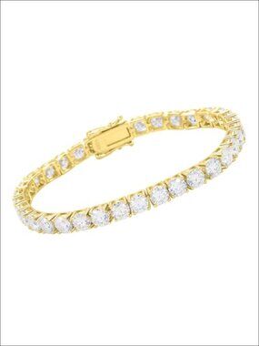 925 Sterling Silver Tennis Bracelet Cubic Zirconia 14k Gold Plated 6.5-9 inches
